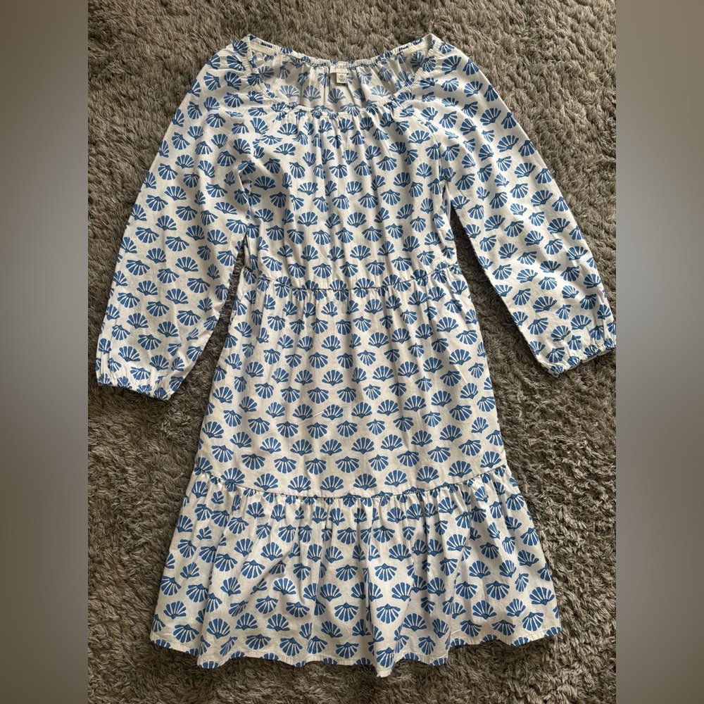JCrew Blue and White Patterned Dress